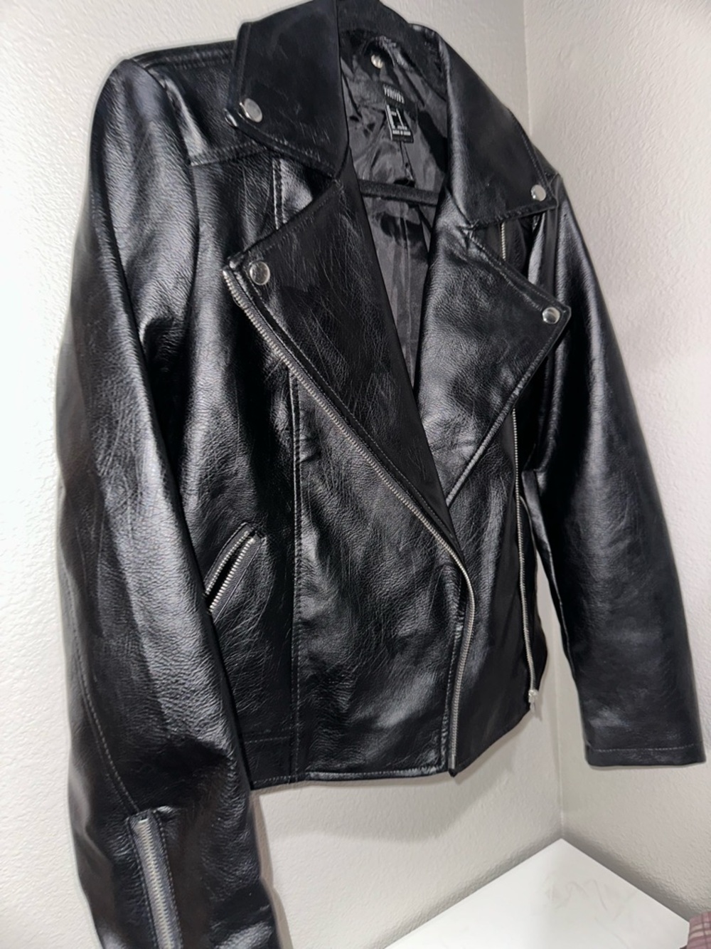 Faux leather moto jacket